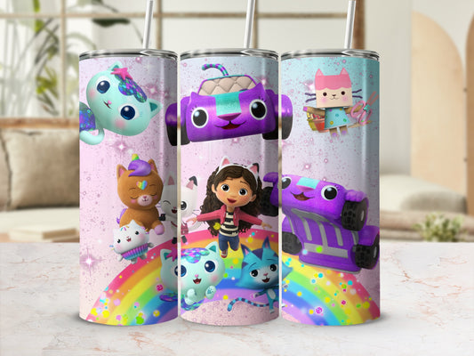 Colorful Character Tumbler With Rainbow and Friends Design