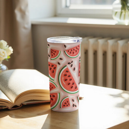 Watermelon Patterned Travel Tumbler Cup for Summer