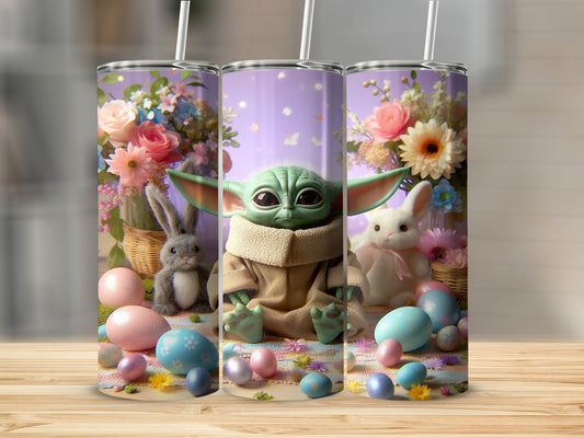 Adorable Baby Yoda and Easter Bunny Holiday Tumbler