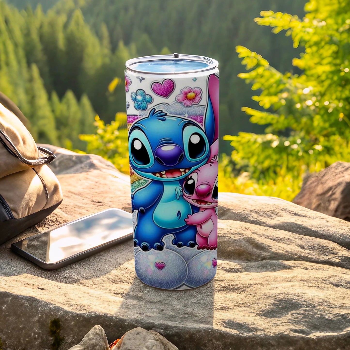 Cute Blue and Pink Cartoon Character Tumbler