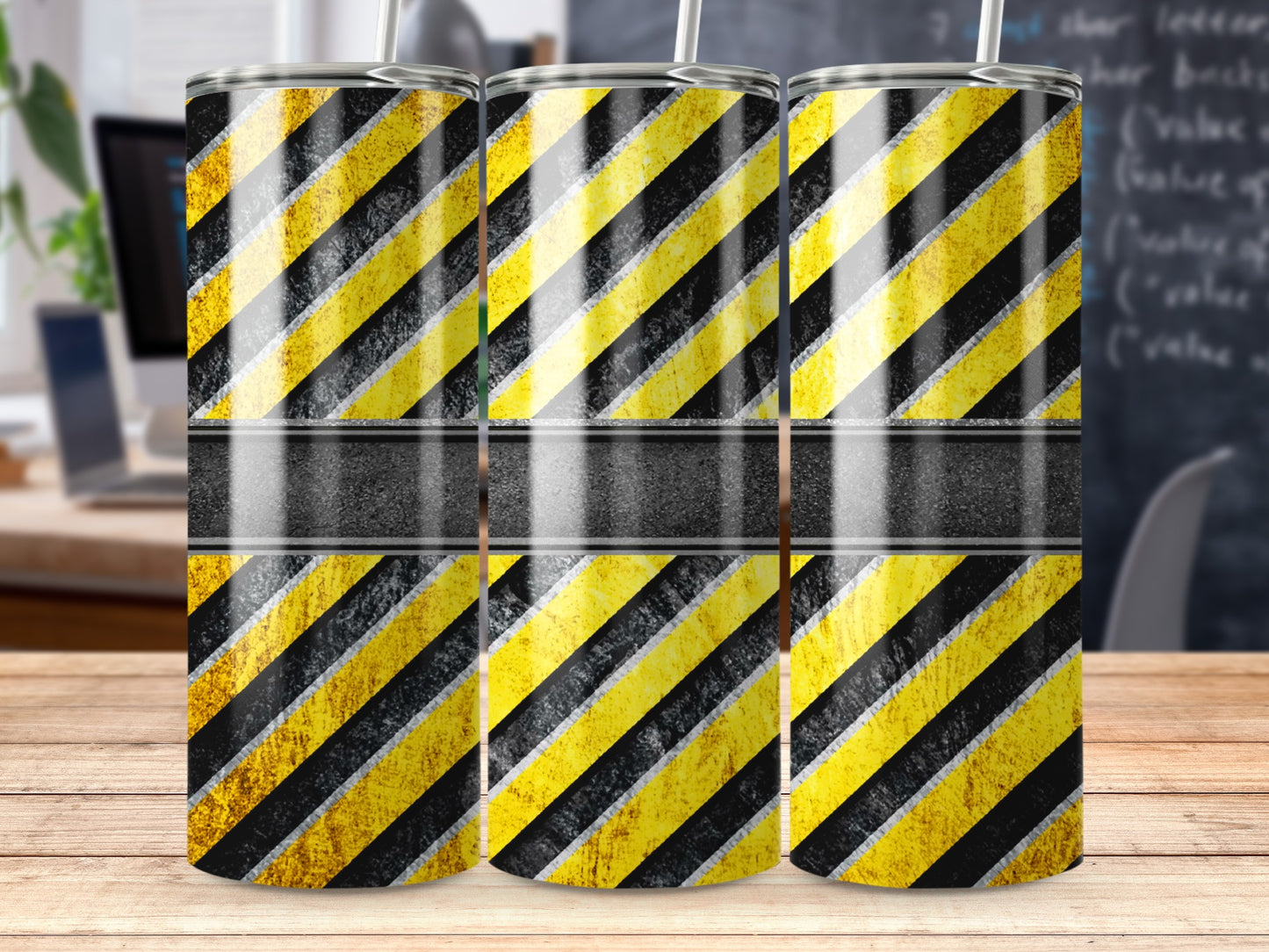 Yellow and Black Stripes Graphic Pattern Background Tumblers