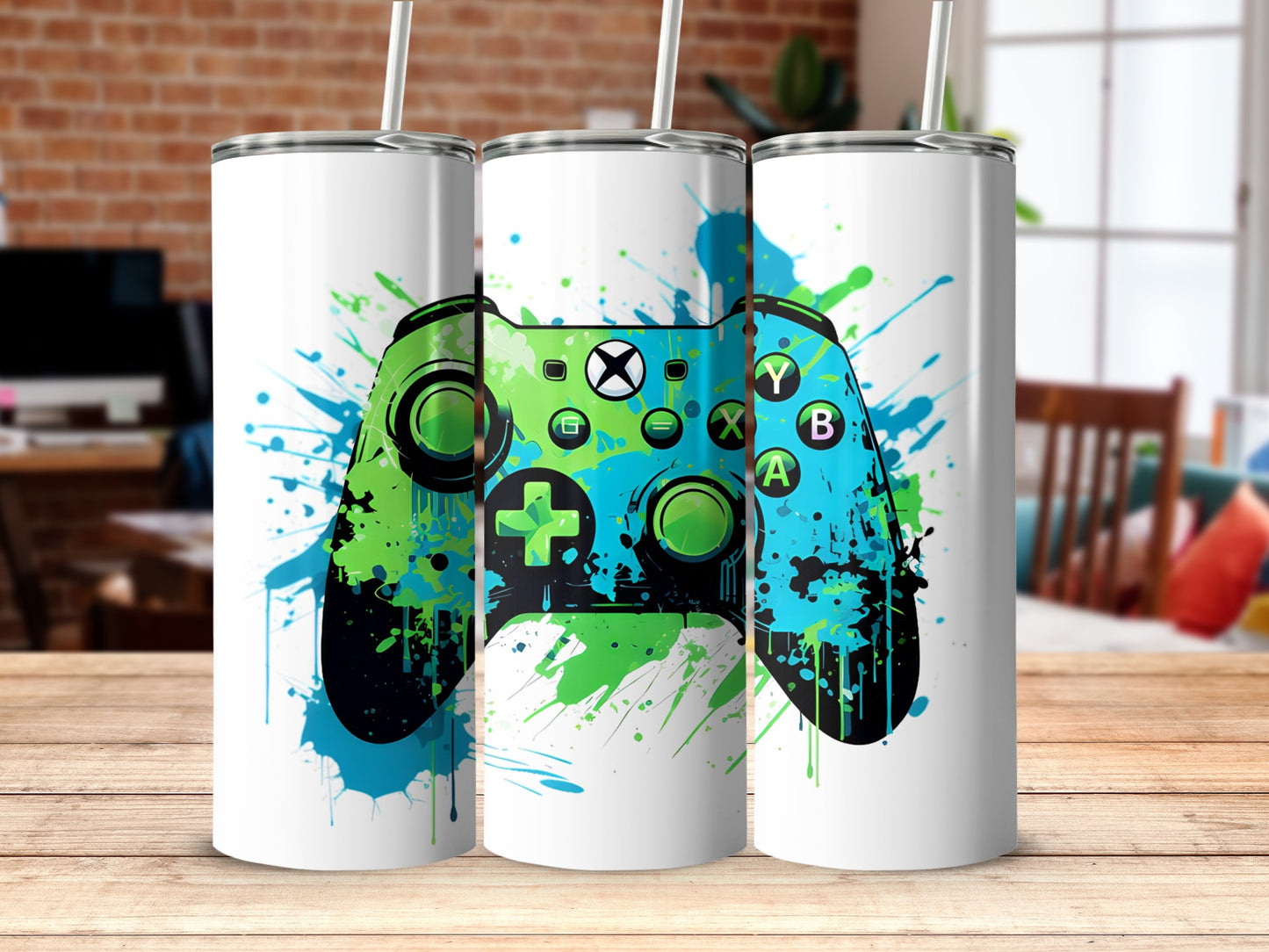 Vibrant Gaming Controller Art Print Tumbler Product
