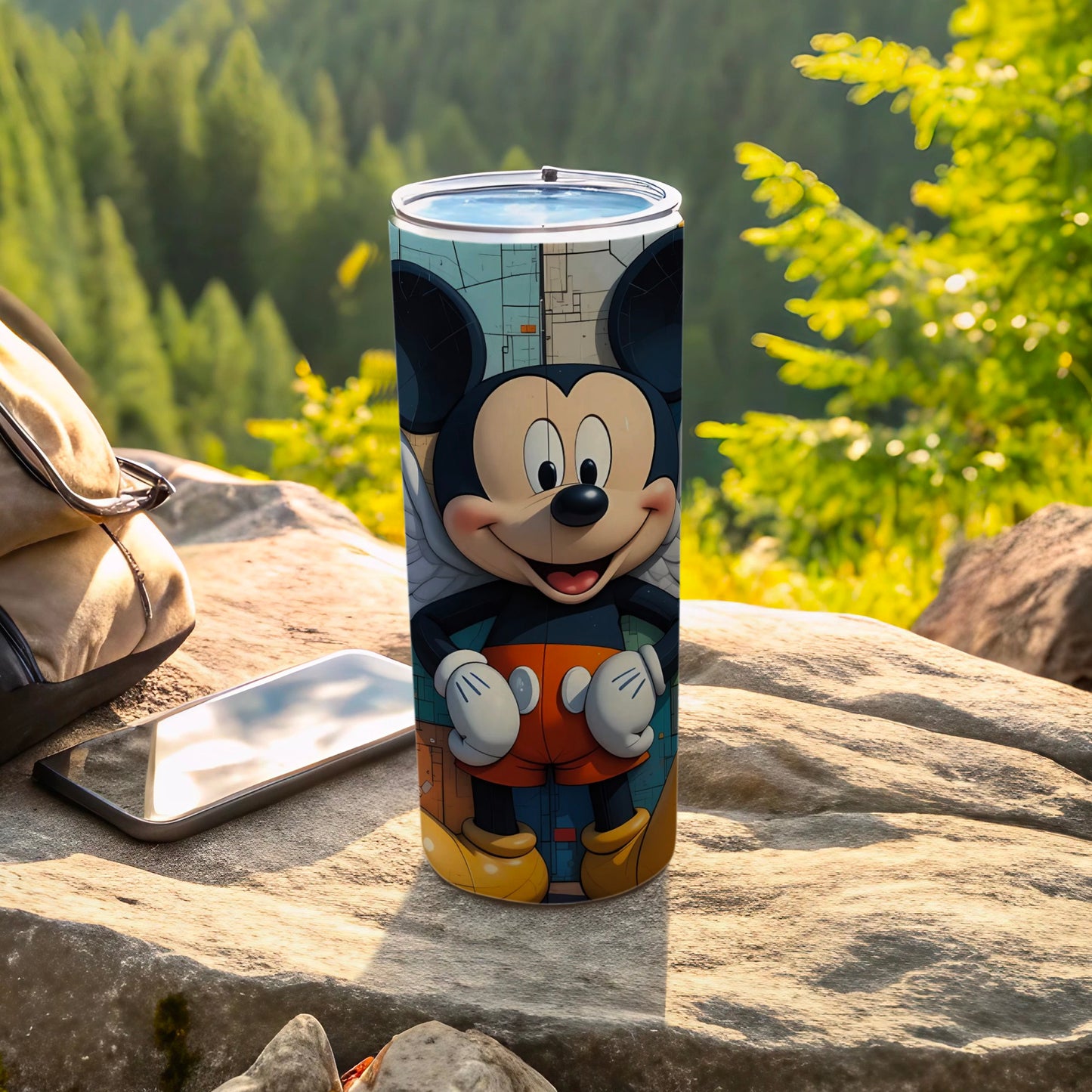 Cartoon Character Tumbler with Forest Background Design