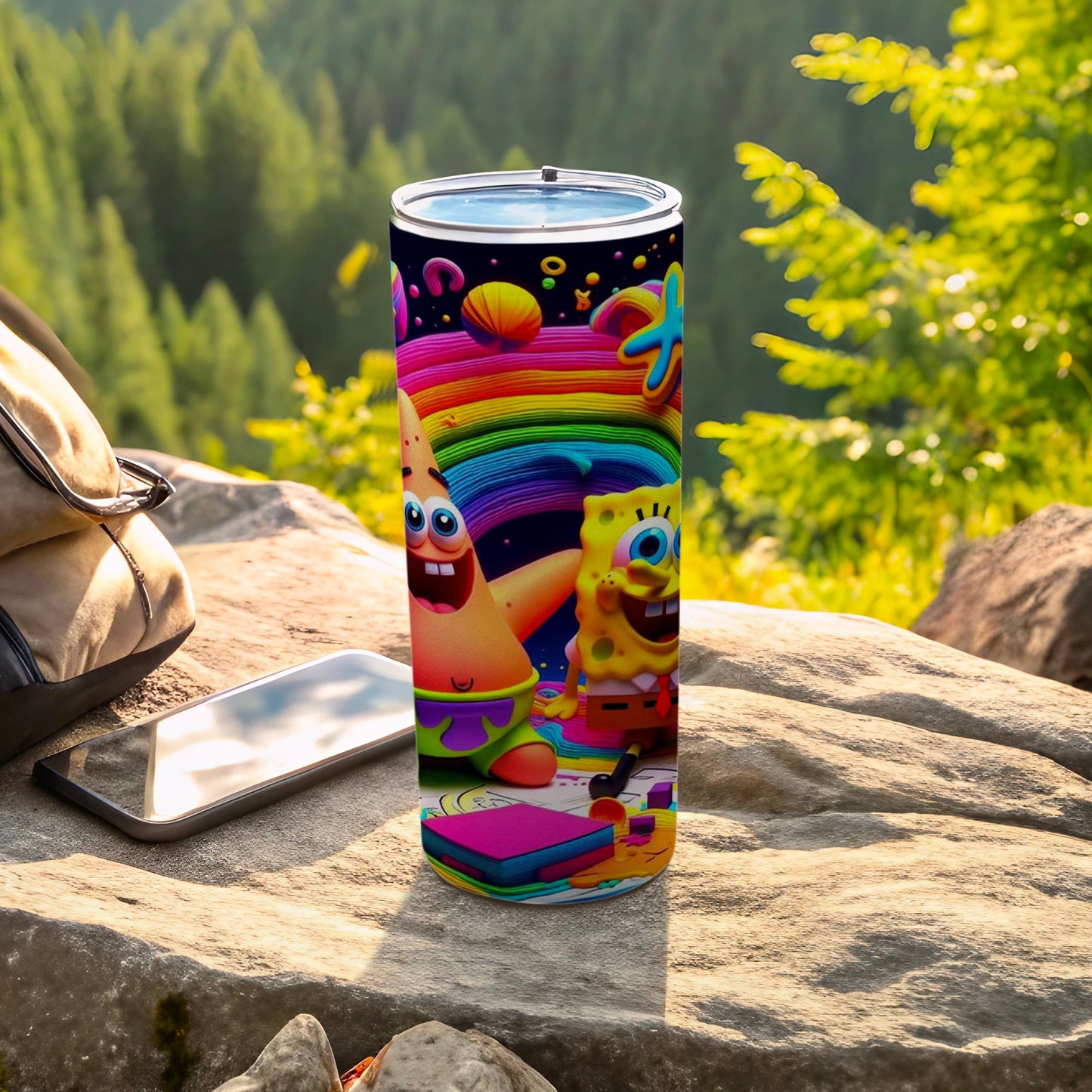 Colorful SpongeBob and Patrick Insulated Tumbler Cup
