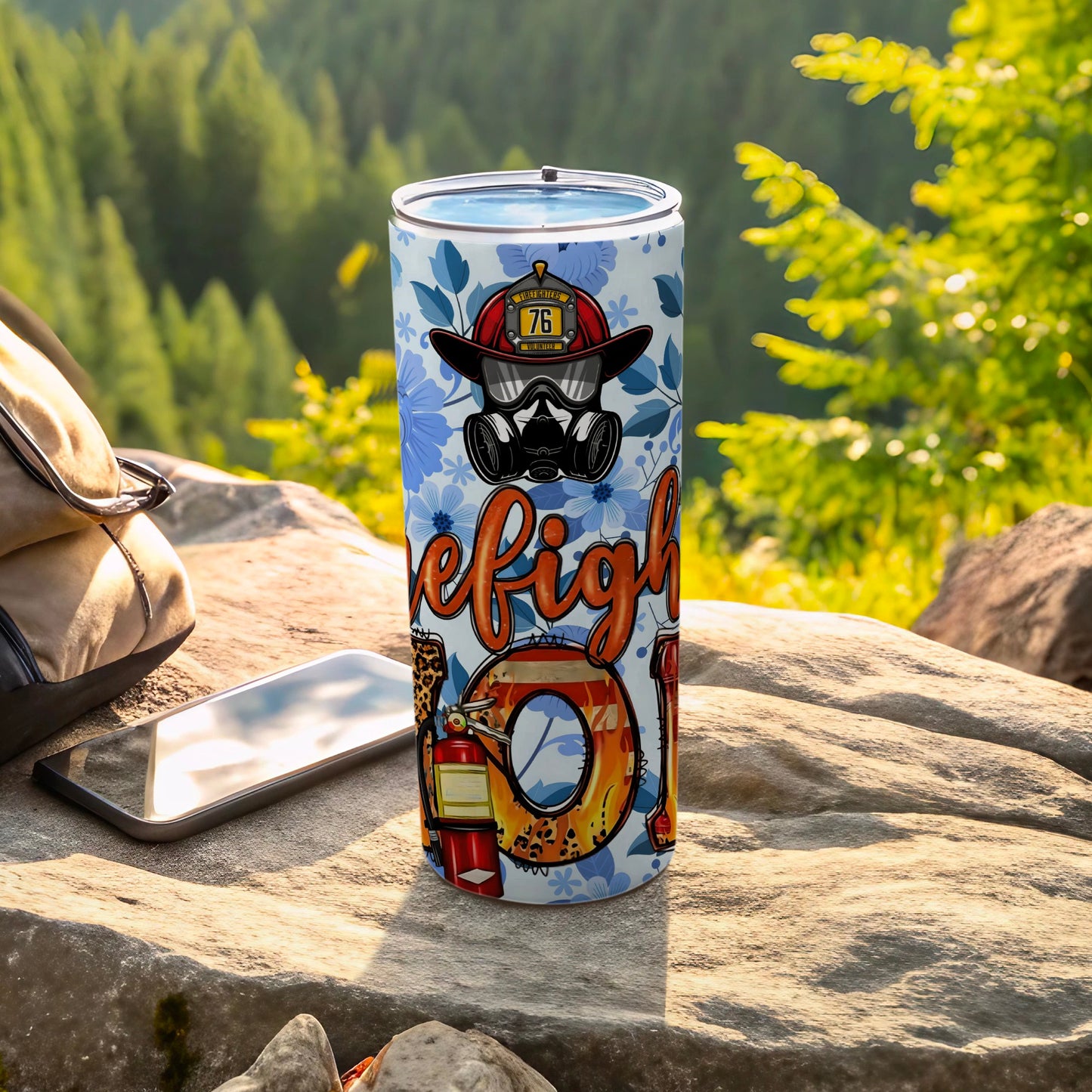 Unique Firefighter Themed Tumbler for Outdoor Adventures