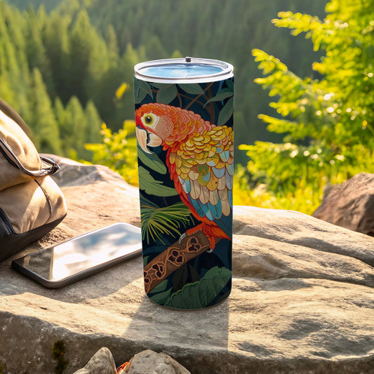 Vibrant Parrot Design Tropical Forest Bird Tumbler product type
Parrot
Tropical bird
Jungle design
Colorful parrot
Bird art
Nature theme
Forest scene
Exotic bird
Vibrant tumbler
Outdoor accessory
Travel tumbler
Animal print
Green leaves
Macaw design
Drinkware
Insulated cup
Wildlife art
Unique gift
Summer drinkware
Adventure gear