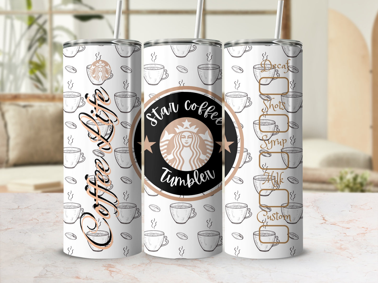 Coffee Life Star Coffee Tumbler Custom Design