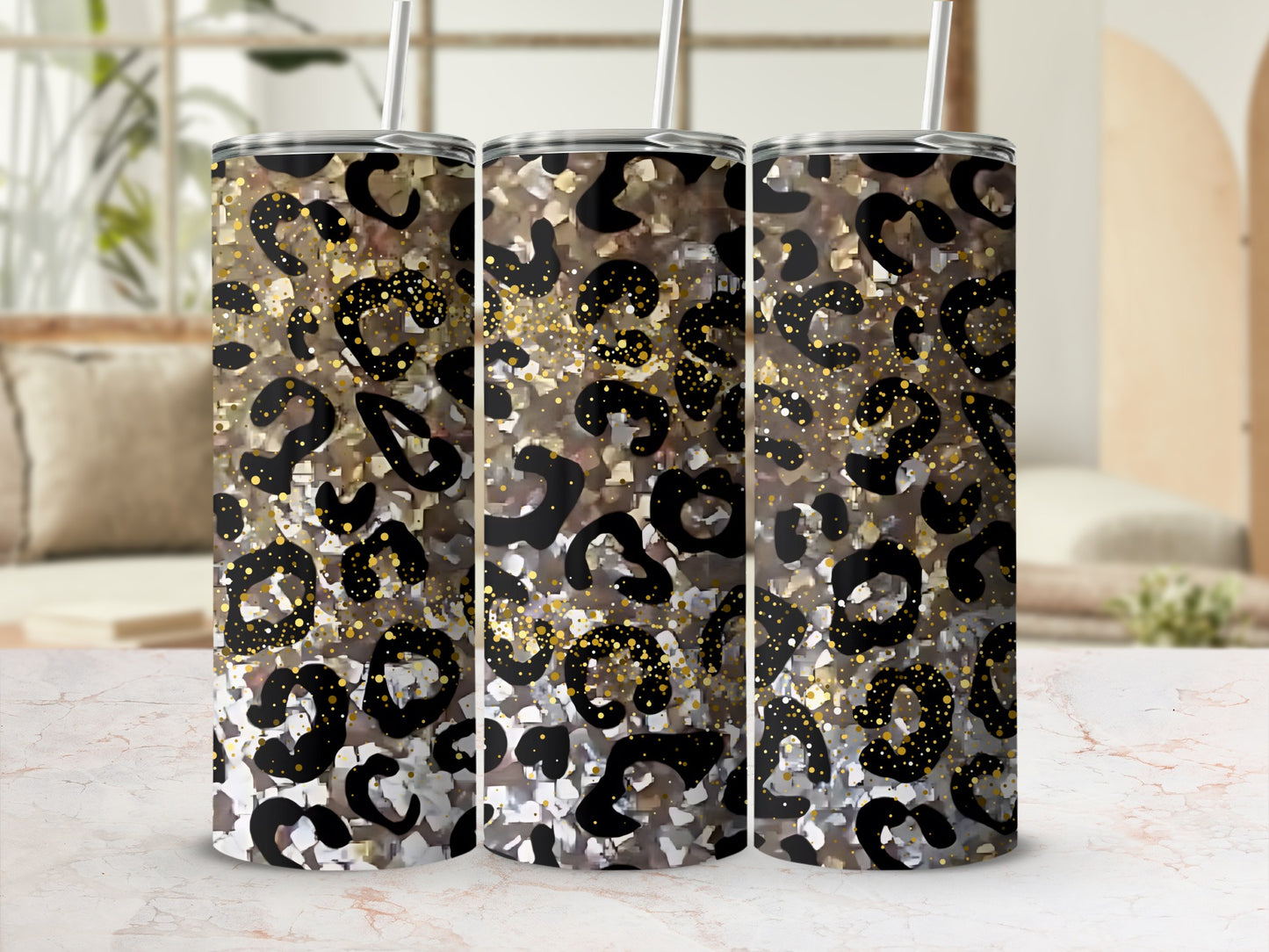 Stylish Leopard Print Insulated Tumbler Cup