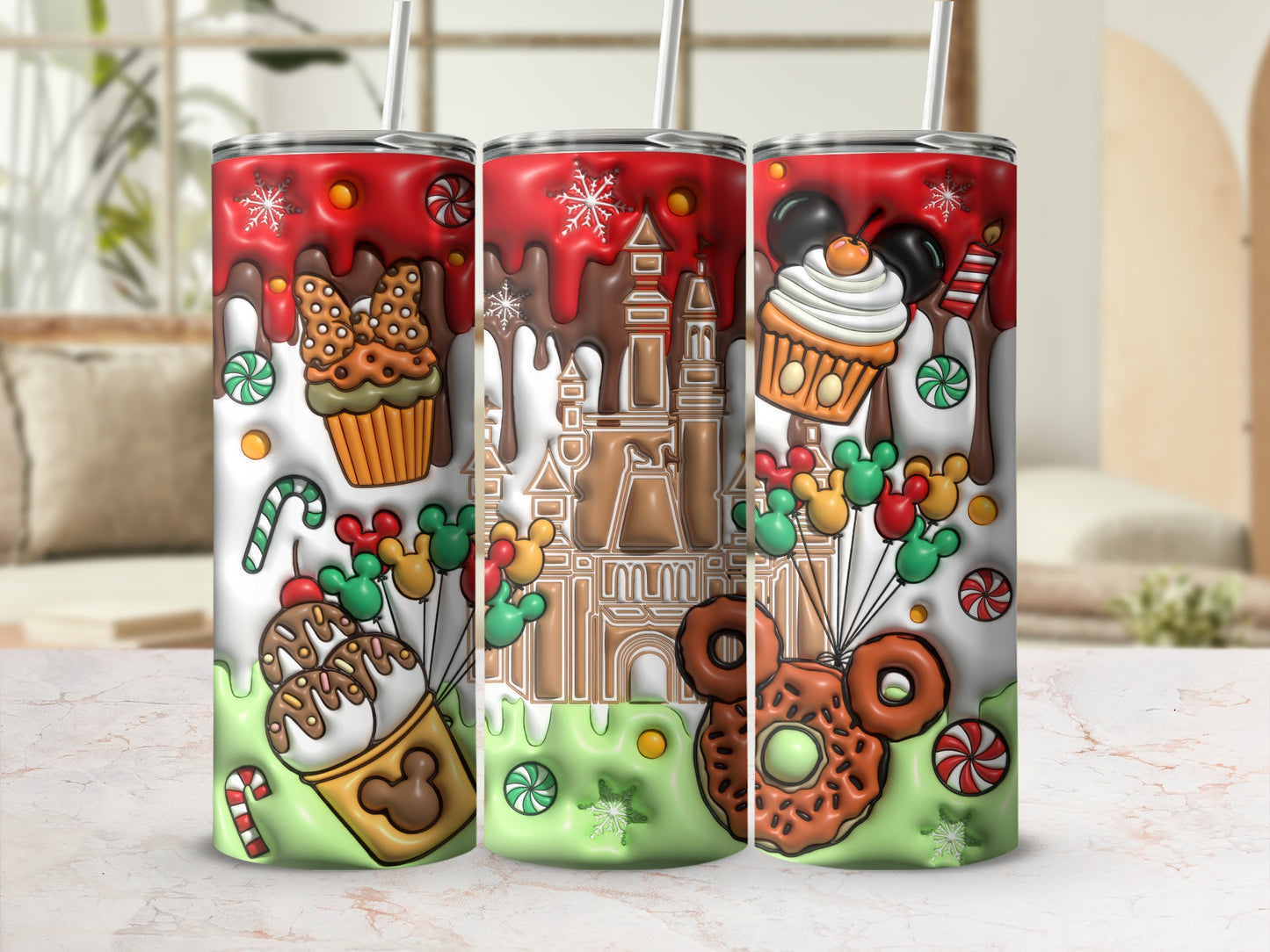 Festive Christmas Themed Castle Design Tumbler Product