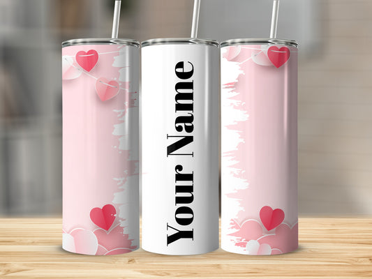 Customizable Valentine's Hearts Your Name Tumbler