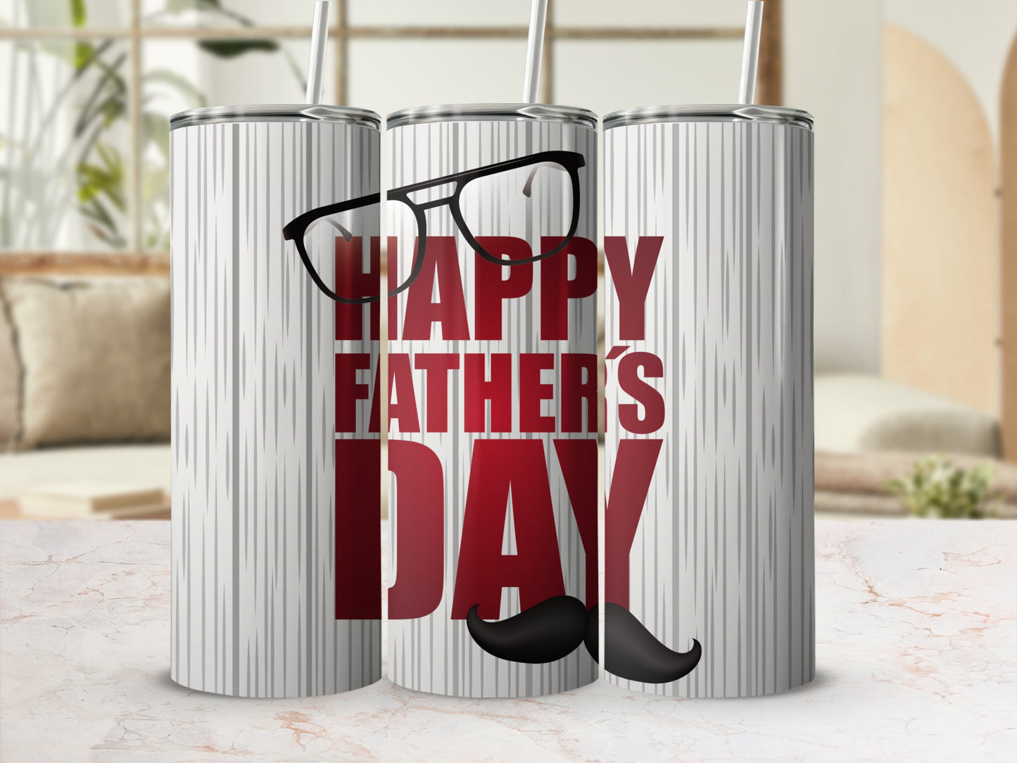 Happy Father's Day Tumbler with Mustache and Glasses
