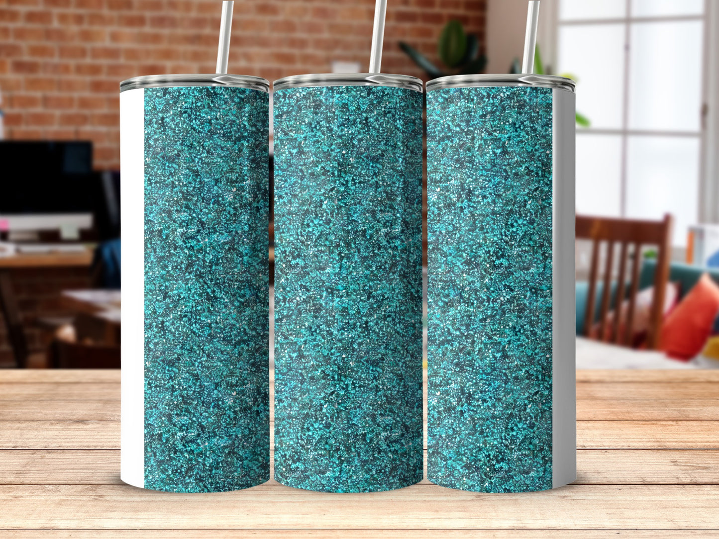 Teal Glitter Tumbler for Stylish Hydration