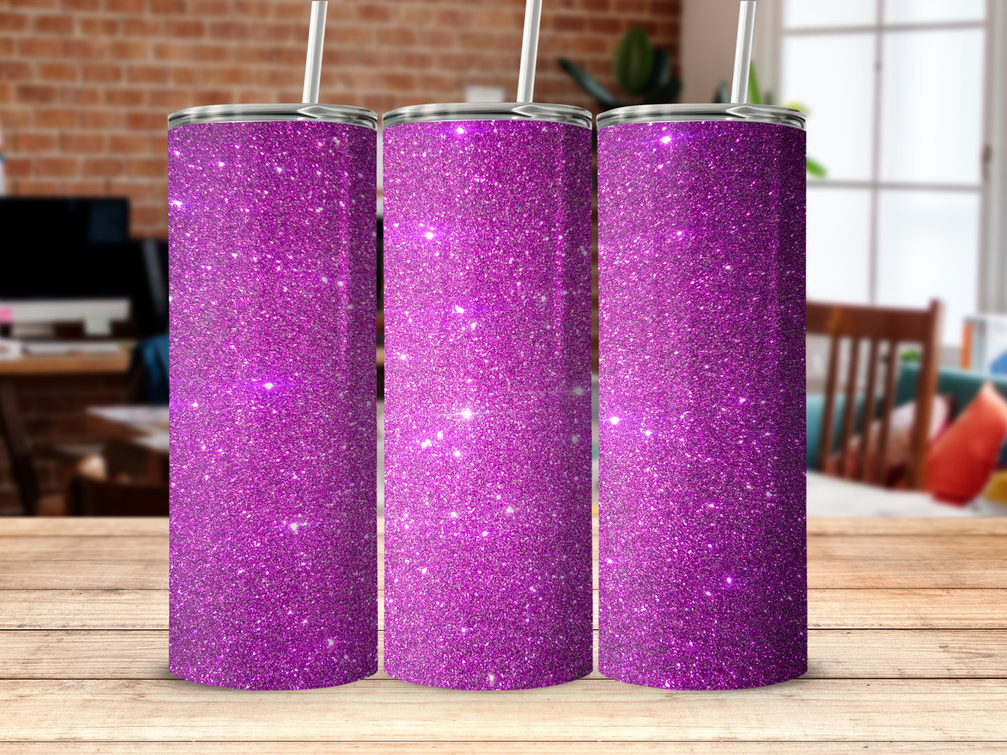 Sparkling Deep Purple Tumbler With Glitter Finish