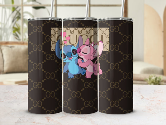 Cute Cartoon Characters Black Patterned Tumbler