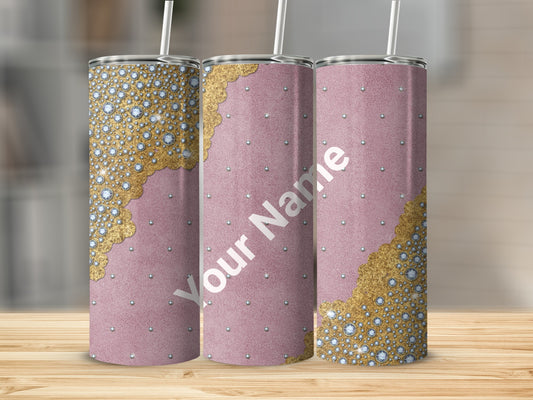 Glittering Pink and Gold Customizable Tumbler Design