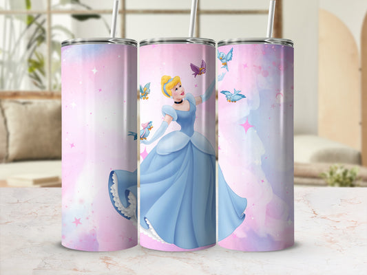 Cinderella and Butterflies Artistic Tumbler Design