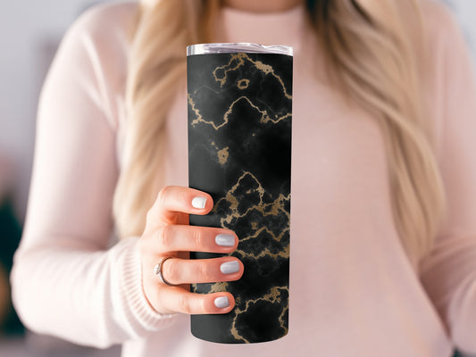 Luxurious Black with Gold Veins Style Design Tumblers