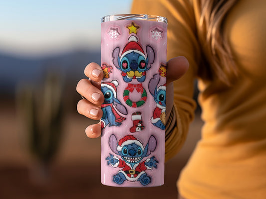 Christmas Themed Stitch Design Travel Tumbler