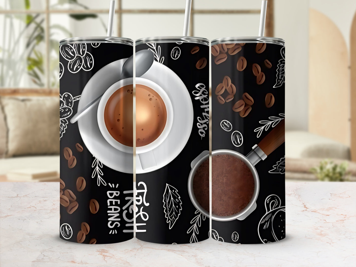 Fresh Beans Coffee Espresso Design Tumbler