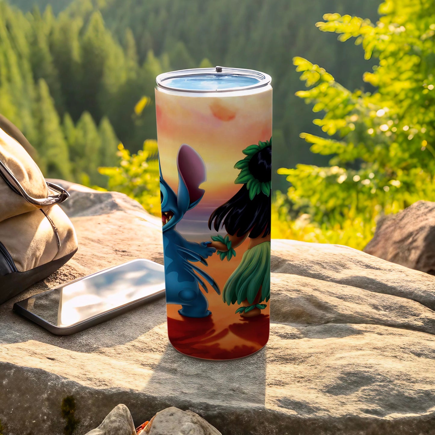 Cute Tropical Hula Dance Scene Stainless Steel Tumbler