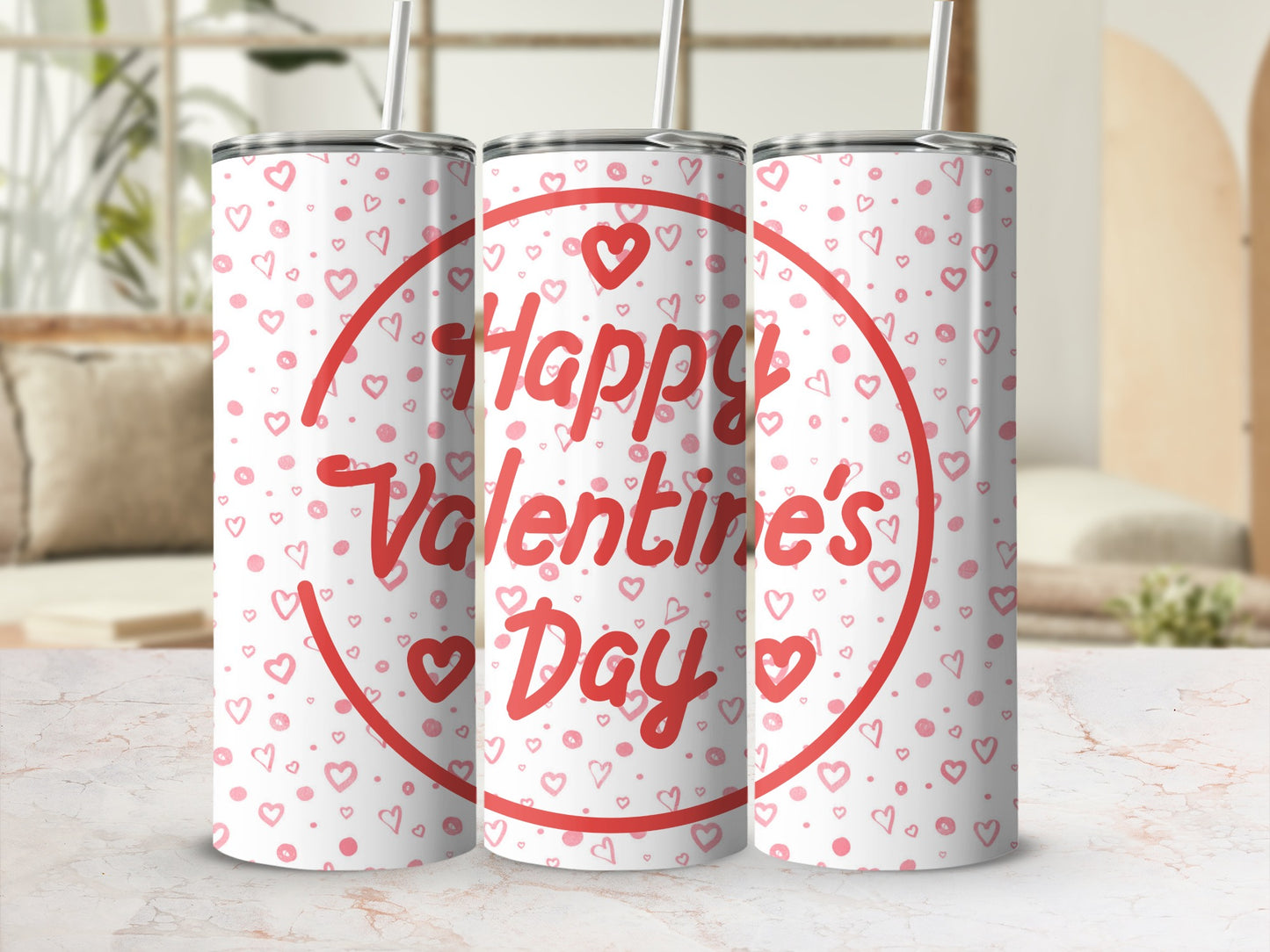 Happy Valentine's Day Insulated Tumbler Mug Valentine's