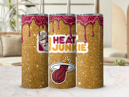 Heat Junkie Gold and Pink Glitter Design Tumbler
