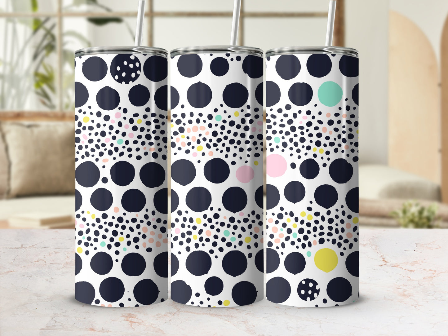 Colorful Dotted Pattern Insulated Tumbler Drinkware
