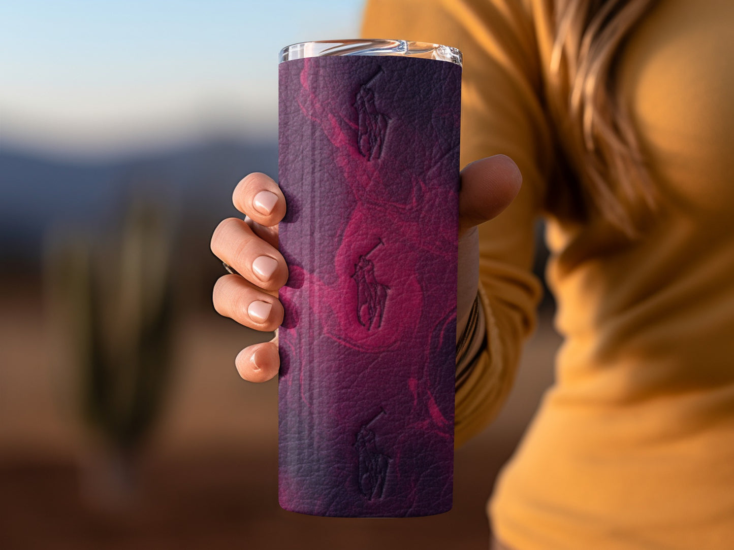 Polo Logo Patterned Reddish Purple Style Textured Tumblers
