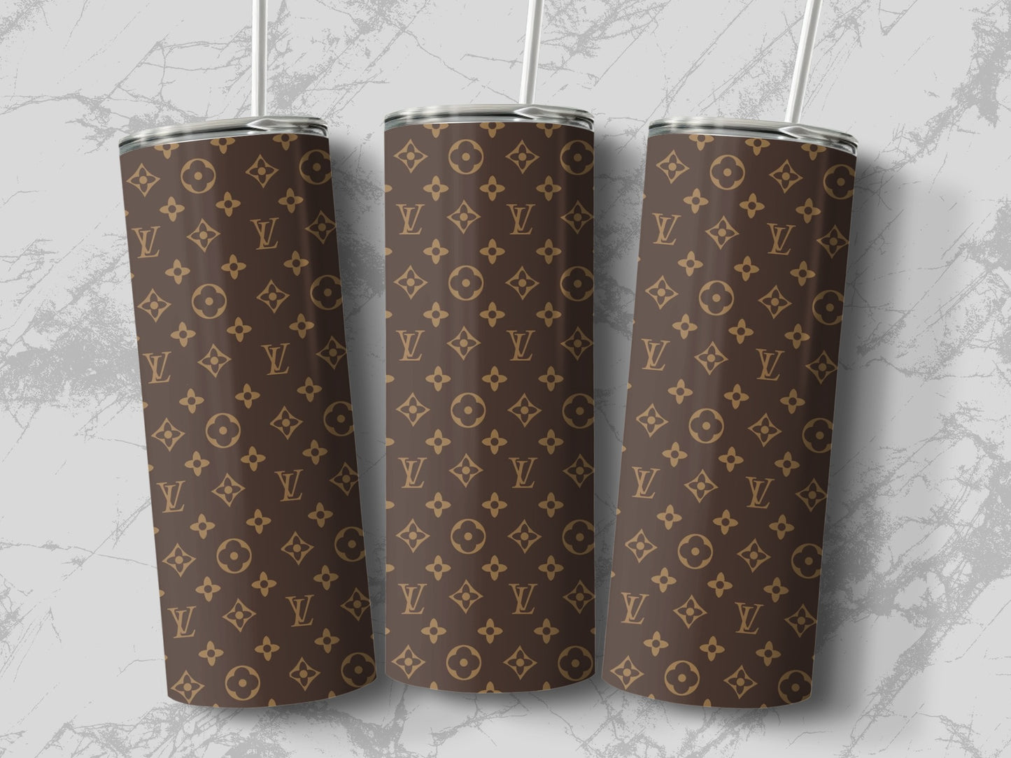 Luxurious Designer-Inspired Brown Tumbler Cups