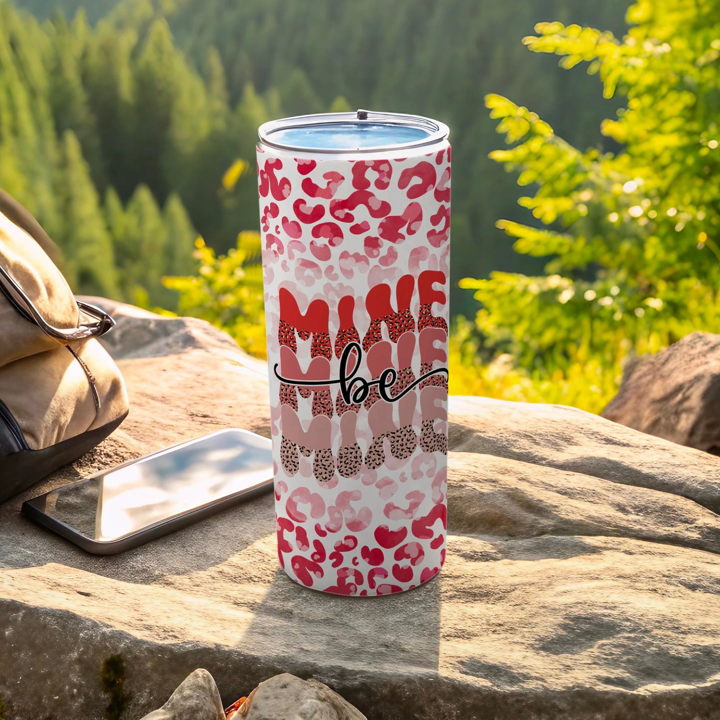 Pink Leopard Print Travel Tumbler with Inspirational Quote