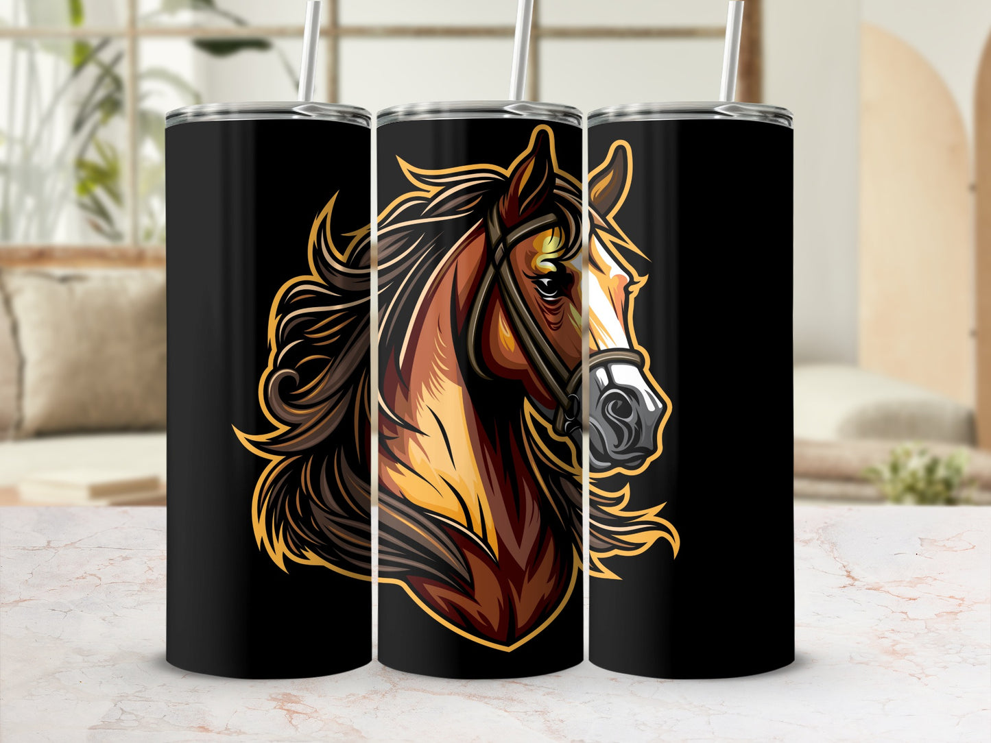 Elegant Horse Design Insulated Tumbler for Travel