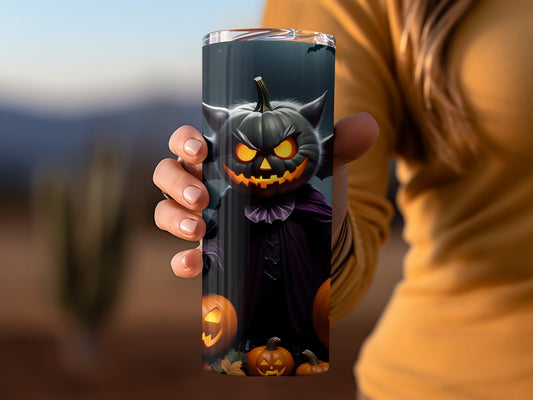 Halloween Pumpkin Cat Design Tumbler Cup