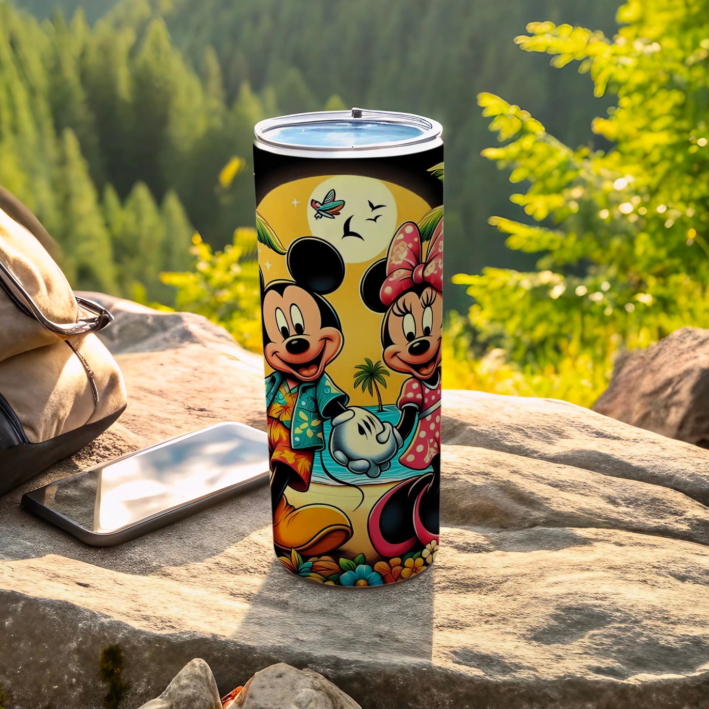 Colorful Mickey and Minnie Mouse Travel Tumbler
