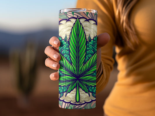 Vibrant Leaf Art Tumbler for Beverage Enthusiasts