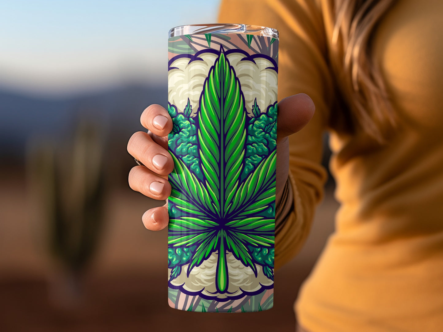 Vibrant Leaf Art Tumbler for Beverage Enthusiasts