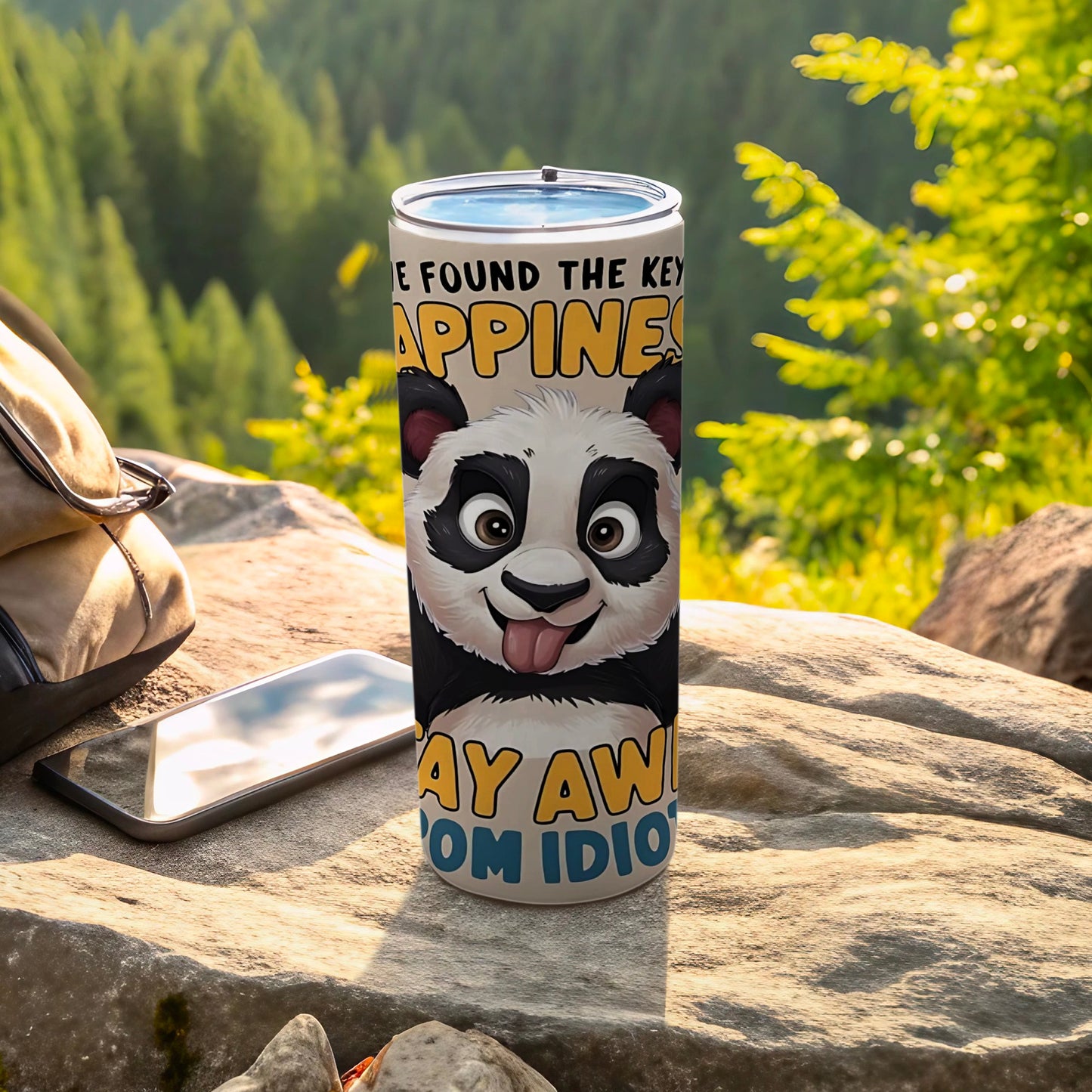 Funny Panda Design Stay Away from Idiots Travel Tumbler