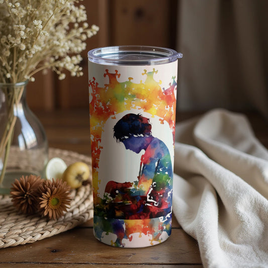 Vibrant Puzzle-Themed Colorful Tumbler Product