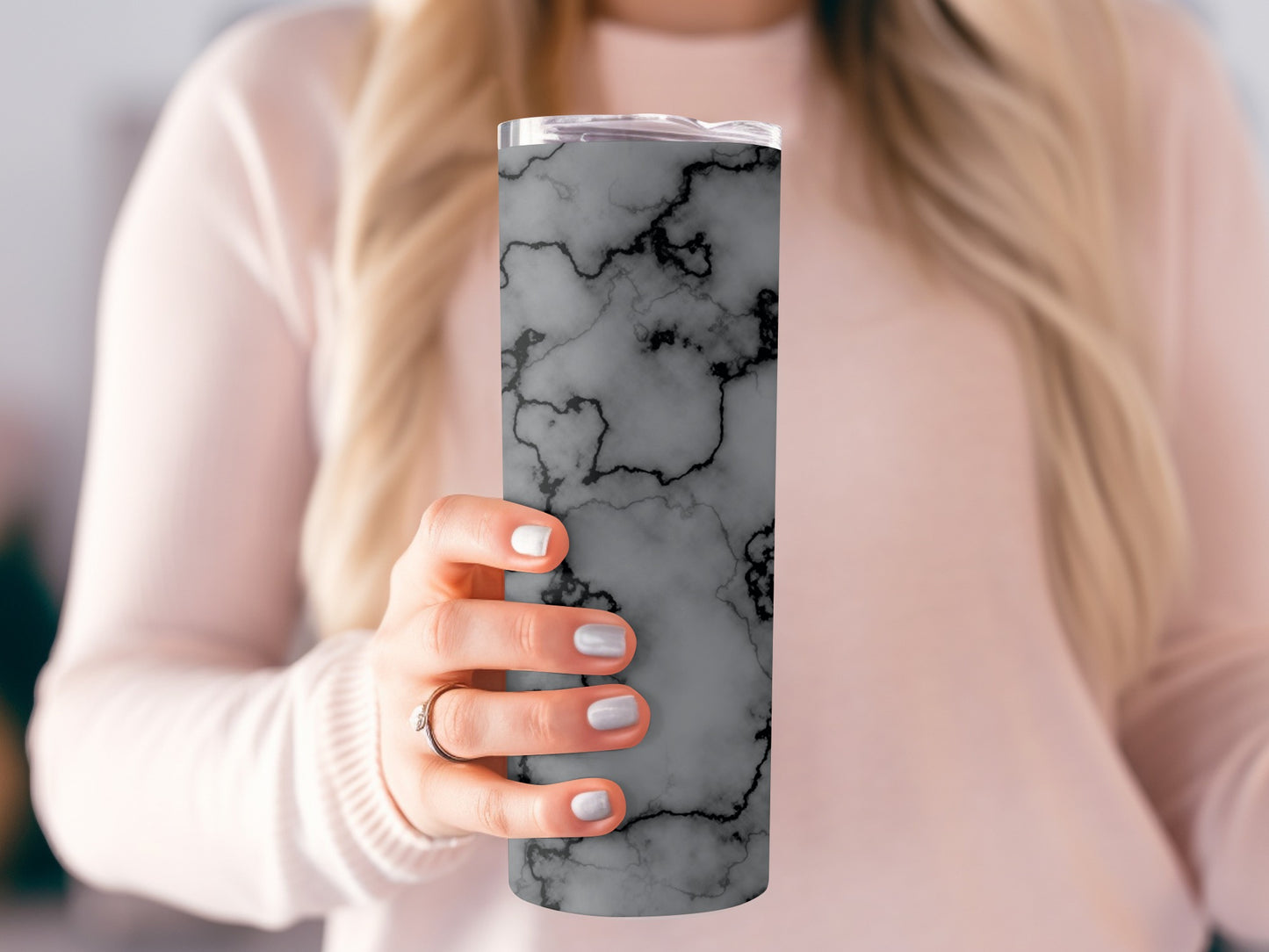 Gray Abstract Design With Black Lines Custom Tumblers