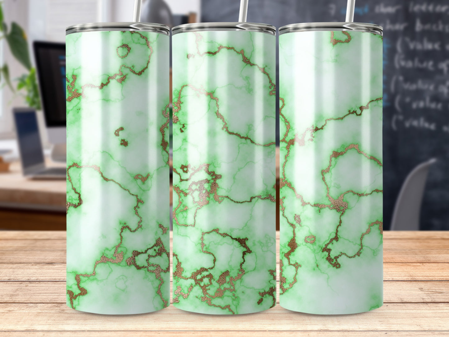 Green Marble Rose Gold Glitter Veins Tumbler product type