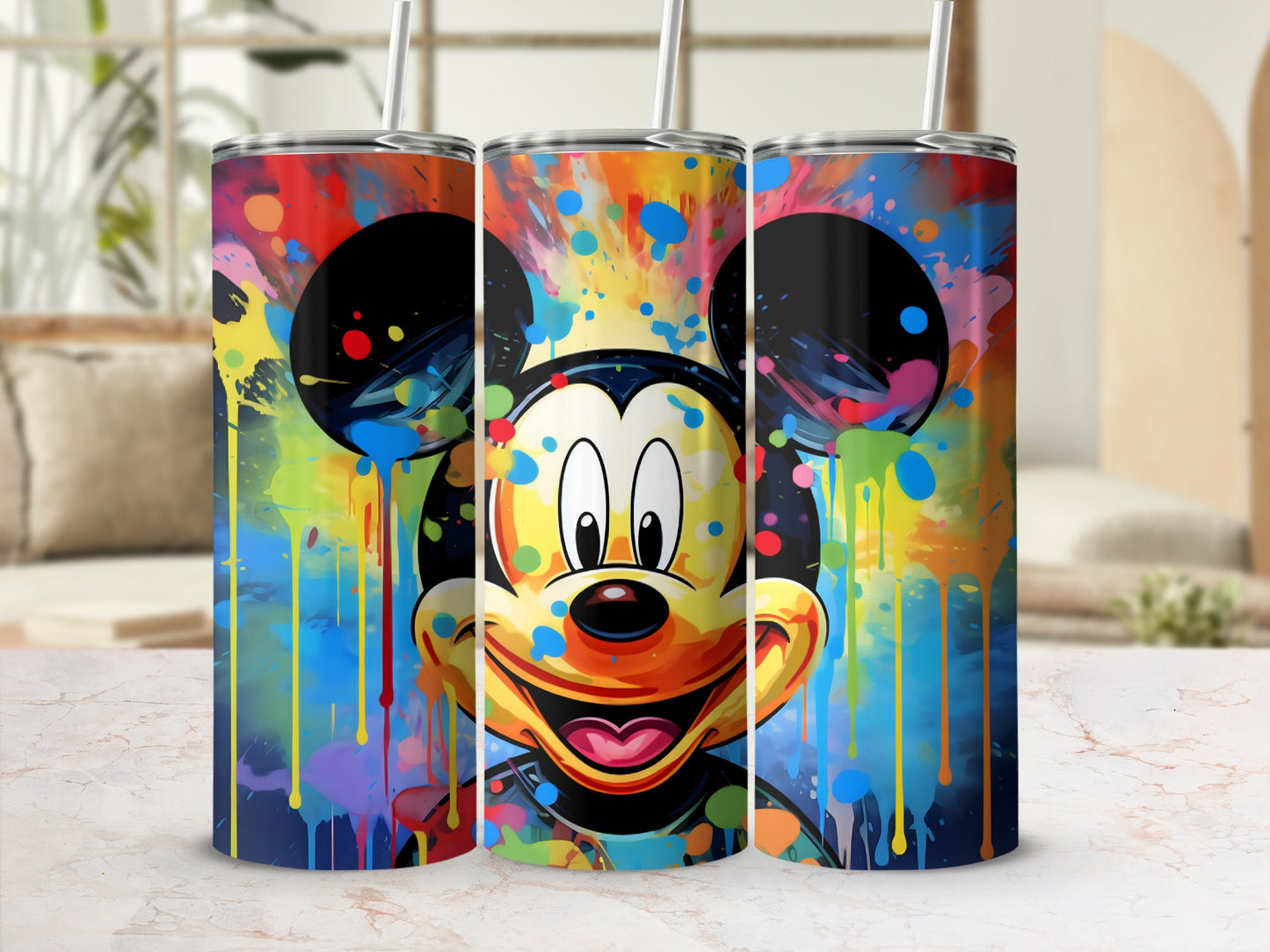 Colorful Splatter Design Mickey Mouse Tumbler