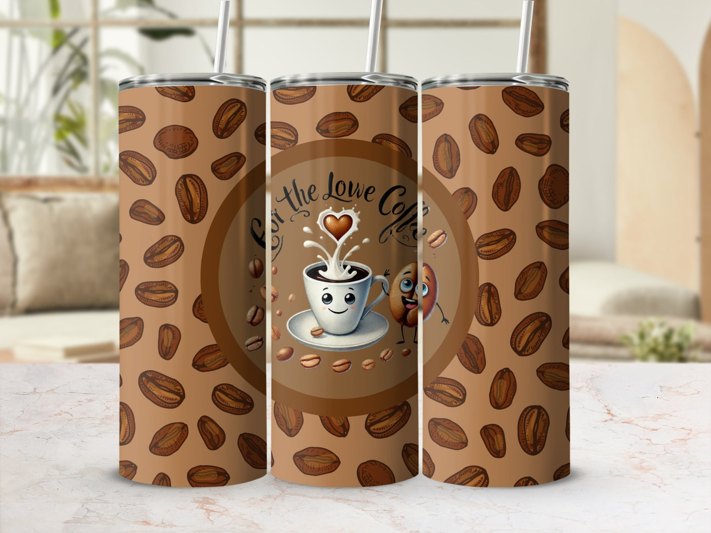 Cute Coffee Lover Design with Coffee Beans Tumbler