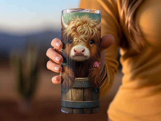 Cute Highland Cow Design Insulated Tumbler Cup