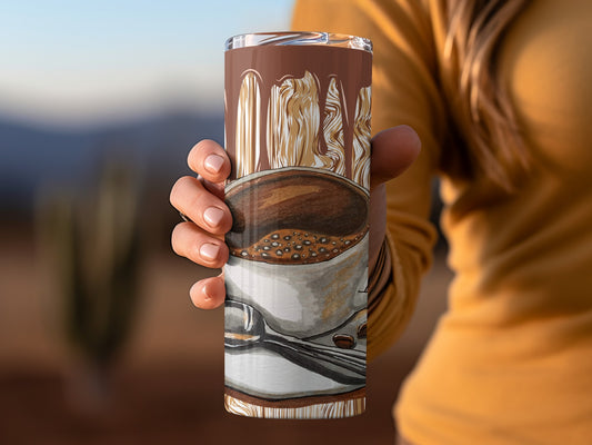 Coffee Art Travel Tumbler with Cappuccino Design