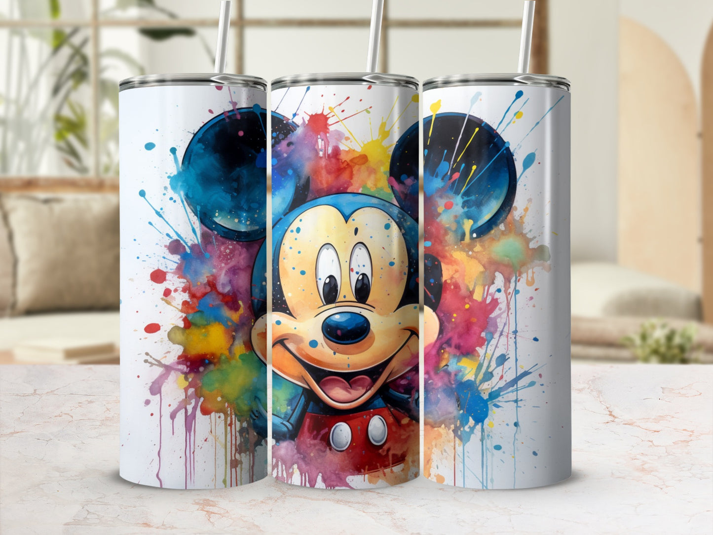 Colorful Splash Design Mickey Mouse Tumbler Cup