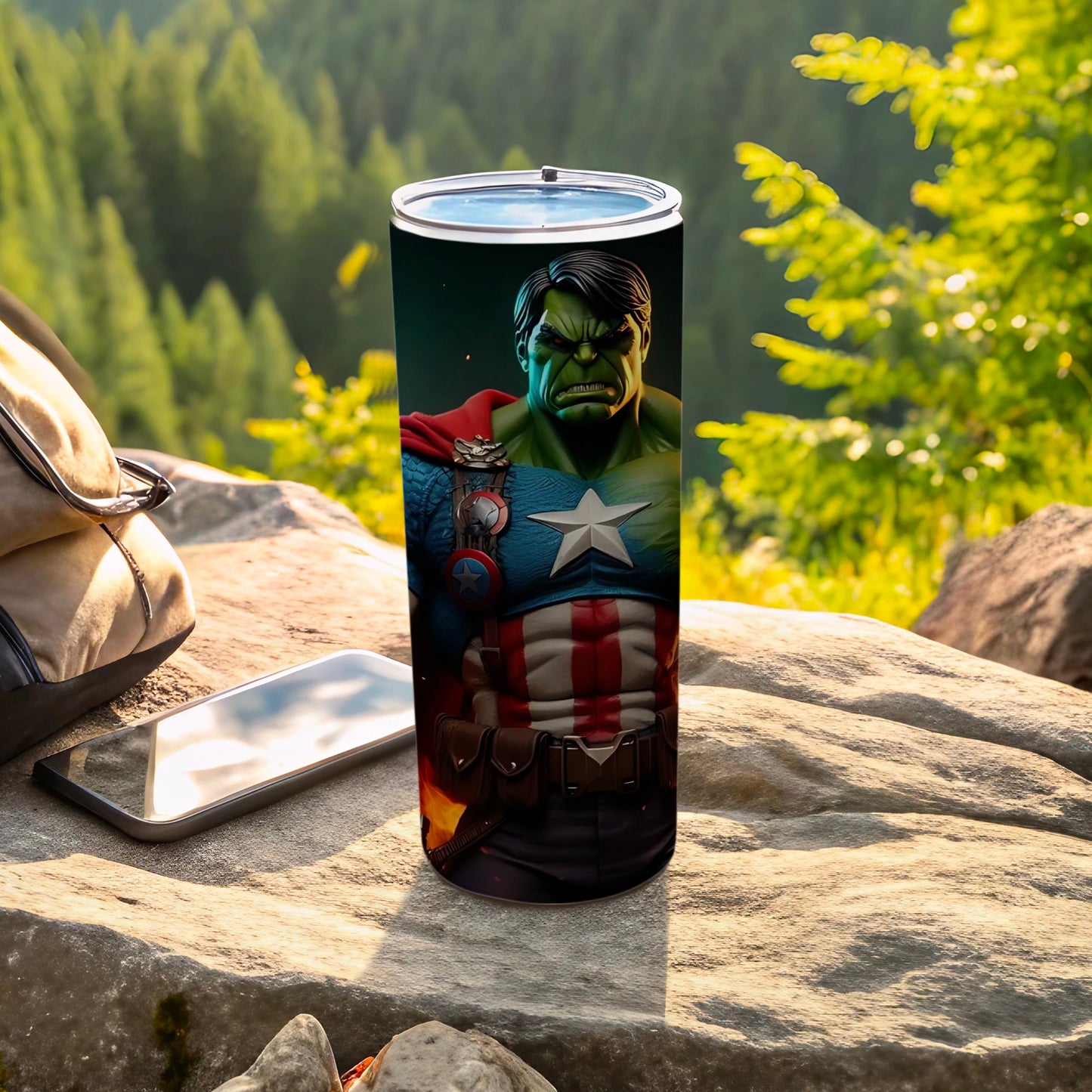 Hulk and Captain America Themed Tumbler for Fans