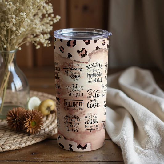 Motivational Quotes Leopard Print Tumbler for Daily Inspiration