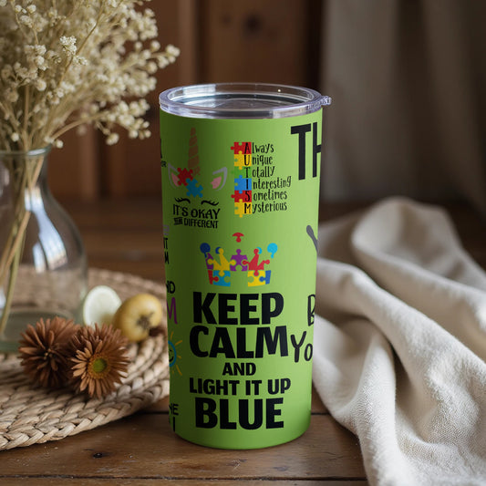Keep Calm and Light It Up Blue Tumbler