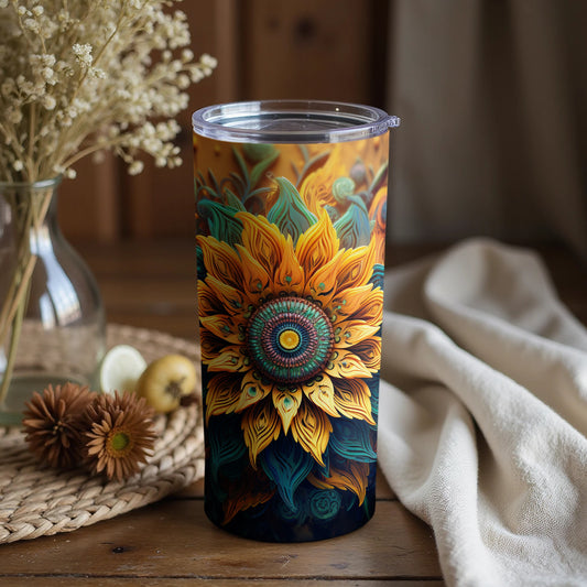 Vibrant Sunflower Design Insulated Tumbler Cup