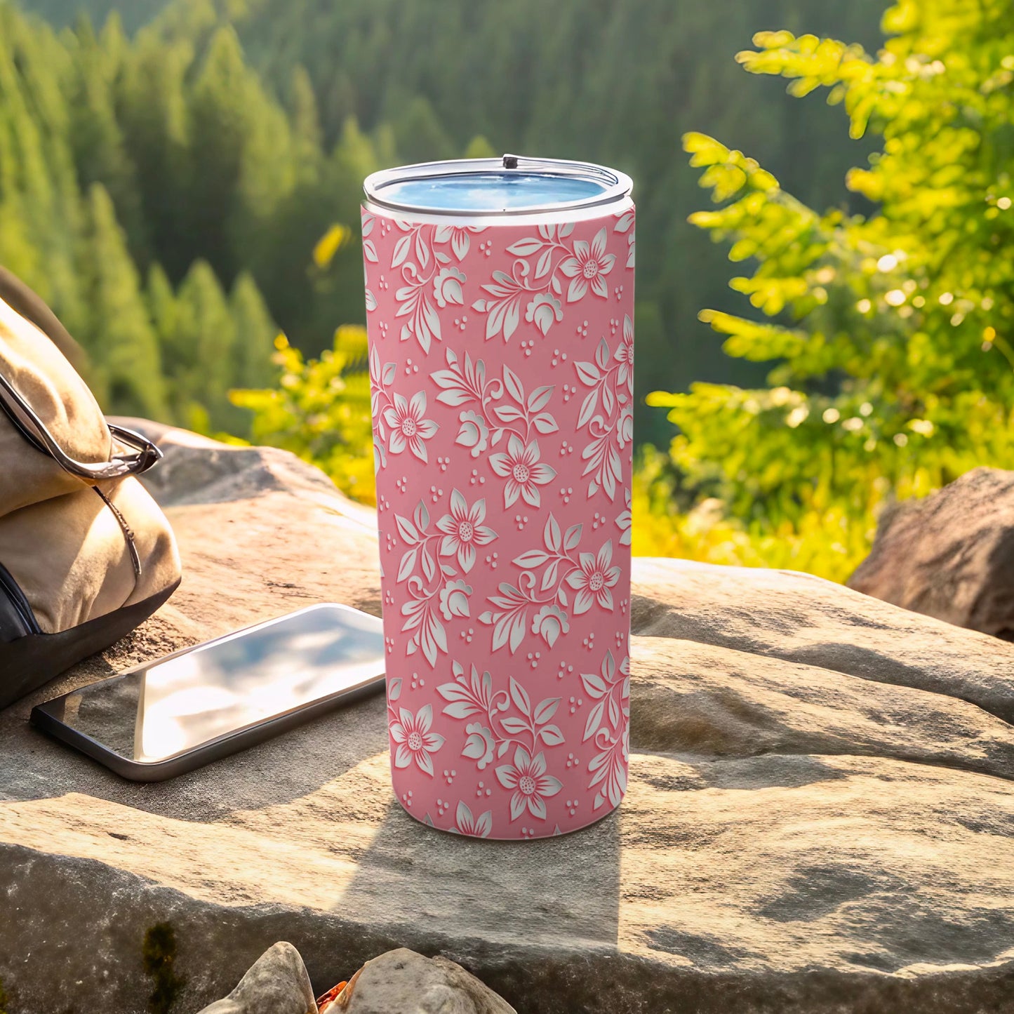 Pink White Floral Pattern Outdoor Tumbler product type