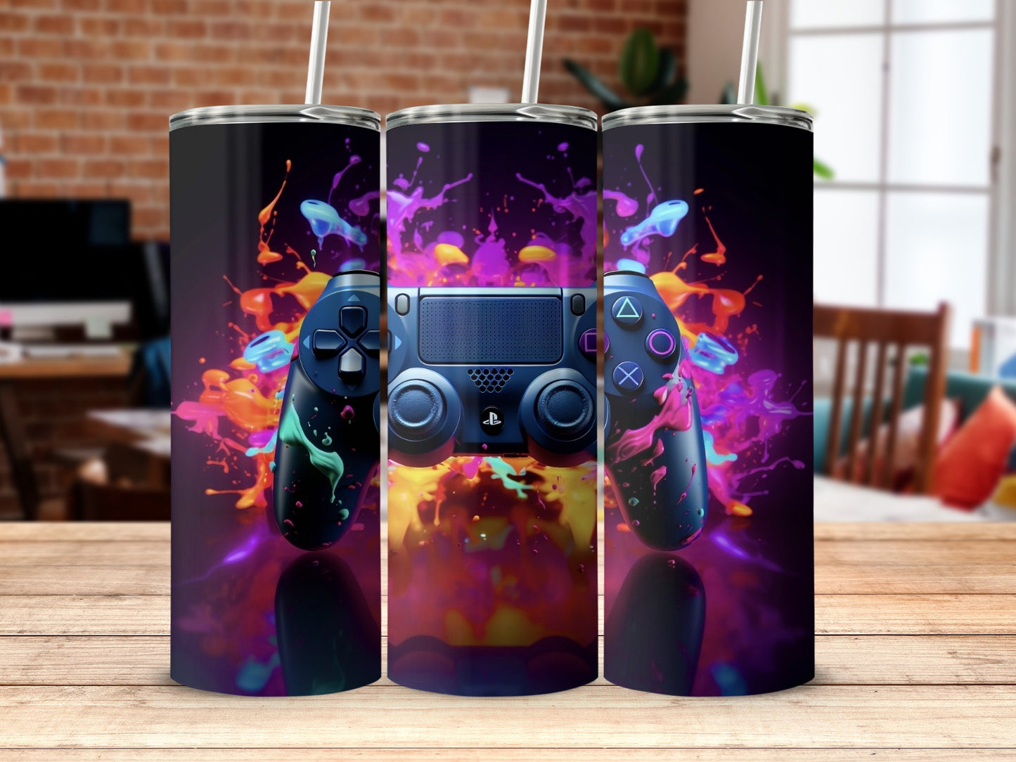 Vibrant Gaming Controller Themed Tumblers for Gaming Fans